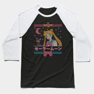 Moon and the Cat // Cute Anime Ugly Christmas Sweater Manga Shojo Cute Kawaii Baseball T-Shirt